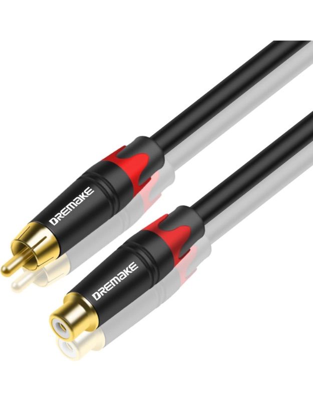 Photo 1 of DREMAKE RCA Male to RCA Female Extension Cable 3FT/1.0M, RCA Stereo Audio Extender Cable Cord, RCA to RCA Adapter Cable, Gold Plated RCA Converter Cable for Home Entertainment Stereo Receiver Speaker