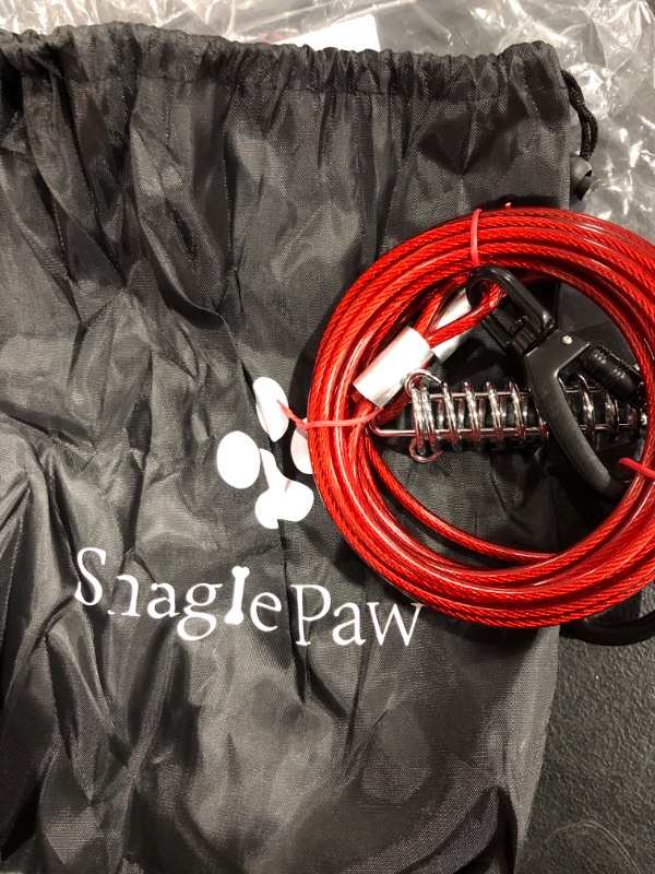 Photo 2 of Dog Tie Out Cable Chew Proof 50FT, Dog Lead Heavy Duty, Dog Leads for Yard 50ft & Dog Runner Cable, Solid Large Dogs Tie Out Cable with Spring for Training Outside Yard & Camping Red 250lbs / 50ft Red