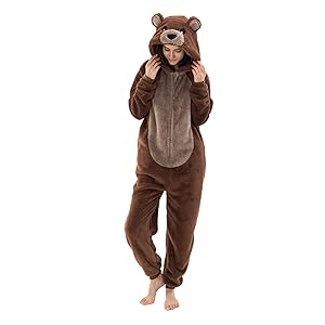 Photo 1 of (M) COSUSKET Snug Fit Unisex Adult Onesie Pajamas | Sherpa Bear Animal One Piece Halloween Costume Sleepwear Homewear