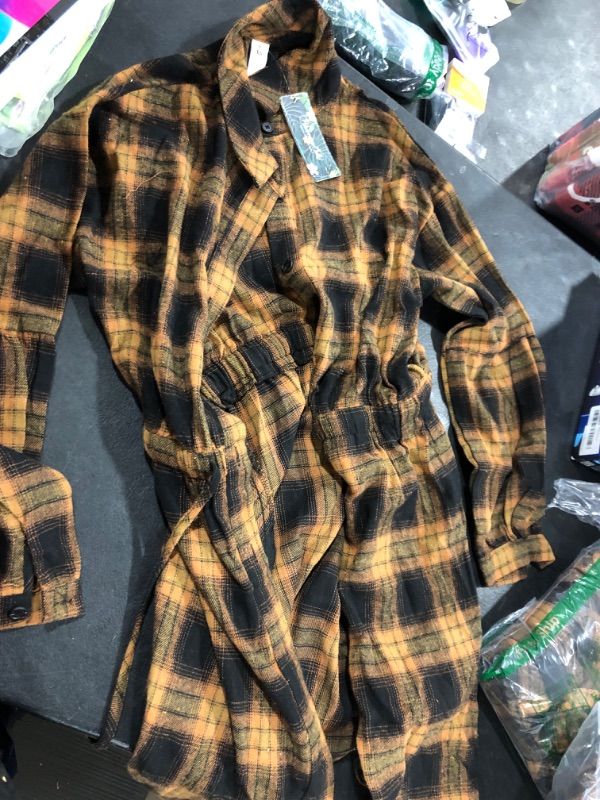 Photo 1 of Blooming Jelly Womens Plaid Dresses Flannel Ruched Dresses Button Down Shirt Dresses Casual Fall Dress with Pockets X-Small Brown Plaid