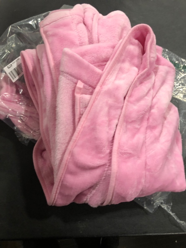 Photo 2 of (L) NY Threads Women Fleece Hooded Bathrobe - Plush Long Robe Light Pink 