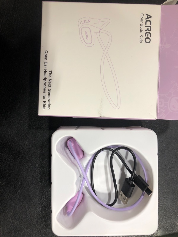 Photo 2 of ACREO Kids Headphones, Open Ear Bluetooth Headphones with MIC, OpenBuds Kids, Ultra-Light, Portable and Safer for Children, Best Wireless Kids Headphones for iPad, Tablet or Computers (Lovely Pink)