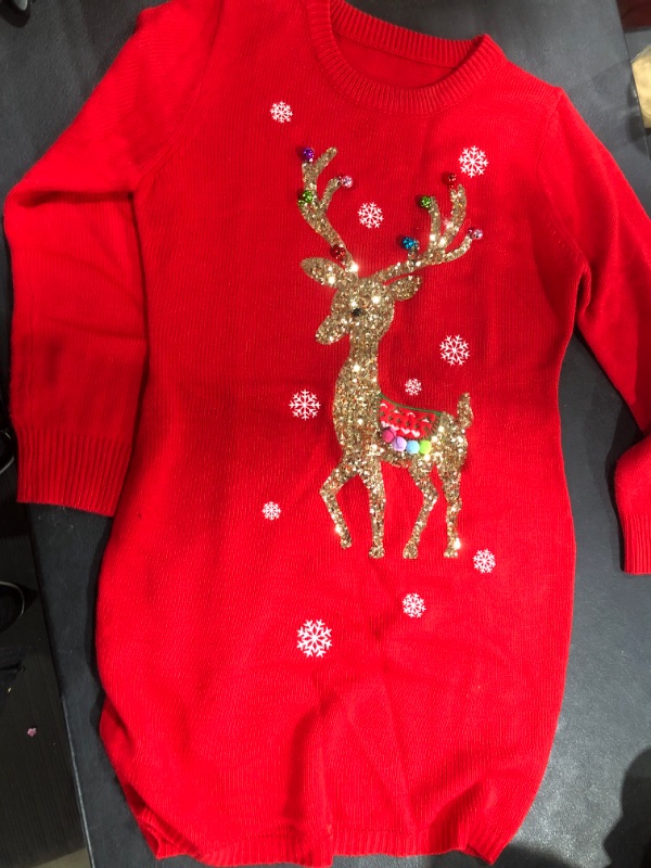 Photo 1 of (M) Red Christmas Reindeer Long Sweater 
