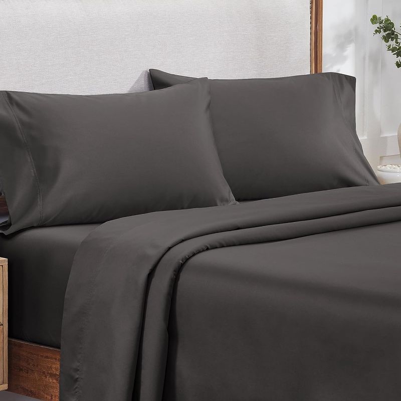 Photo 1 of 100% Egyptian Cotton Sheet Set -King Size (Dark Gray) 