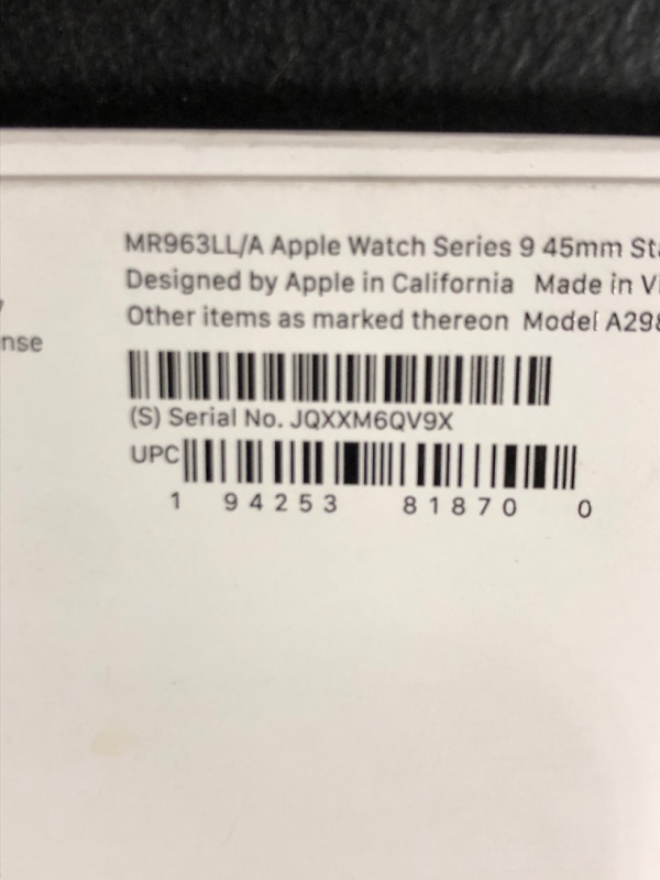 Photo 2 of Apple Watch Series 9 (GPS) 45mm Starlight Aluminum Case with Starlight Sport Band - S/M - Starlight