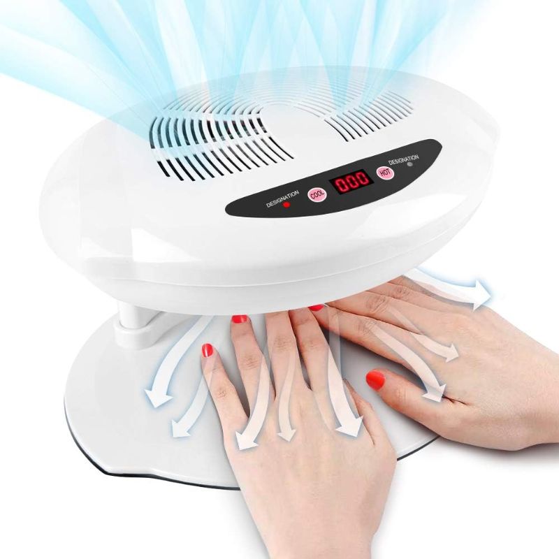 Photo 1 of Nail Polish Dryer for Both Hands and Feet, 2 in 1 Cool/Warm Air Blow Temperature Sensor Nail Polish Dryer Machine for Salon and Home, US Plug 110V, White
