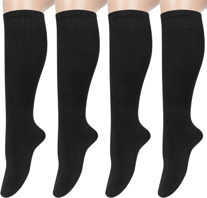 Photo 1 of Loritta Womens Knee High Socks Casual Solid Soft Stretch Tube Socks (Pack of 4)