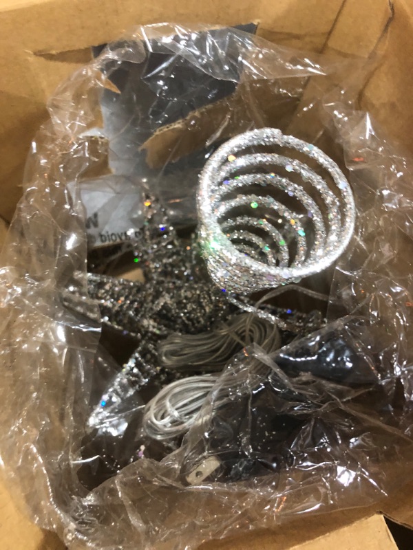 Photo 1 of Luxspire Christmas Tree Topper, 3D Star Lighted Tree Topper, Christmas Decorations, Plug In Christmas Tree Topper with Timer, Light Up Xmas Vintage/Modern Ornaments Decor Lights for Home Party, Silver A-plug in Tree Topper Silver