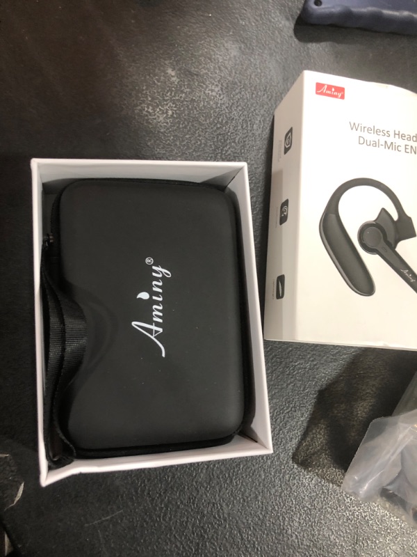 Photo 1 of AMINY Wireless Bluetooth Headset with Microphone 30 Hrs Talking Time V5.3 Auriculares Bluetooth Earpiece,AI Noise Cancelling Bluetooth Earphones for Trucker Office Home Black