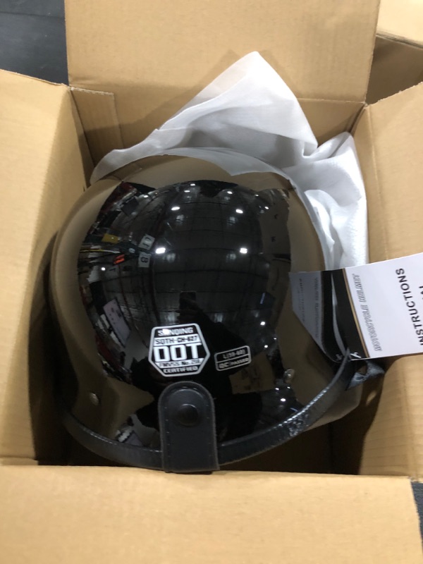 Photo 1 of German Style Motorcycle Half Helmet, DOT Retro Men Heavy Duty Half Skull Cap Helmet for Moped Cruiser Scooter, Ideal Gift for Christmas Thanksgiving New Year Medium Matte Black