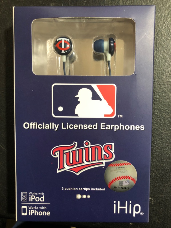 Photo 2 of IHip MLF10169MIN MLB Minnesota Twins Printed Ear Buds, Blue/Red