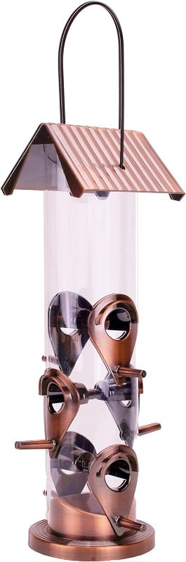 Photo 1 of 6 Port Plastic Bird Feeder - Antique Copper
