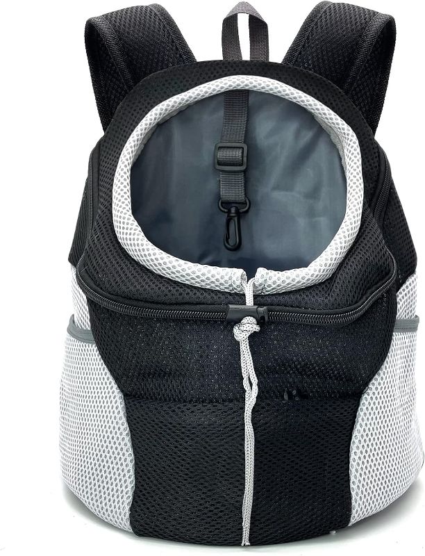 Photo 1 of Fhiny Dog Carrier Backpack, Comfortable Doggy Front Backpack Pet Puppy Carrier Travel Pack with Breathable Head Out Design and Padded Shoulder for Walking Biking Hiking Camping Outdoor
