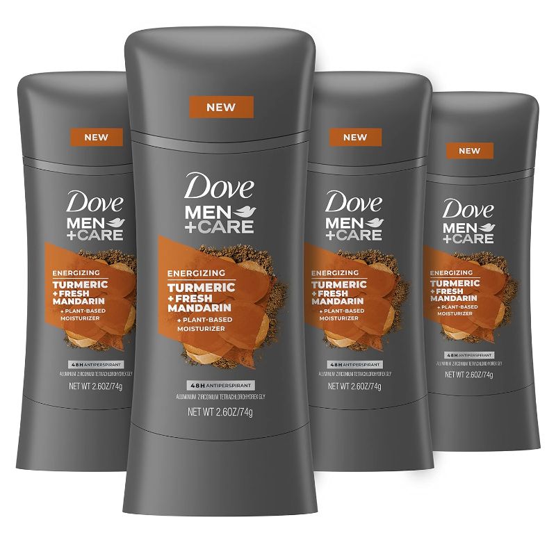 Photo 1 of DOVE MEN + CARE Antiperspirant Deodorant Turmeric + Fresh Mandarin Natural Inspired Deodorant for Men 2.6 oz 4 count
