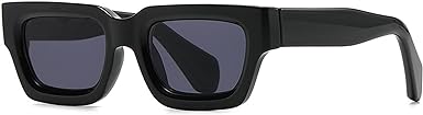 Photo 1 of HERJOUR Chunky Retro Rectangle Sunglasses for Women Men Trendy Frame Sun Glasses AR82180(Black/Grey)
