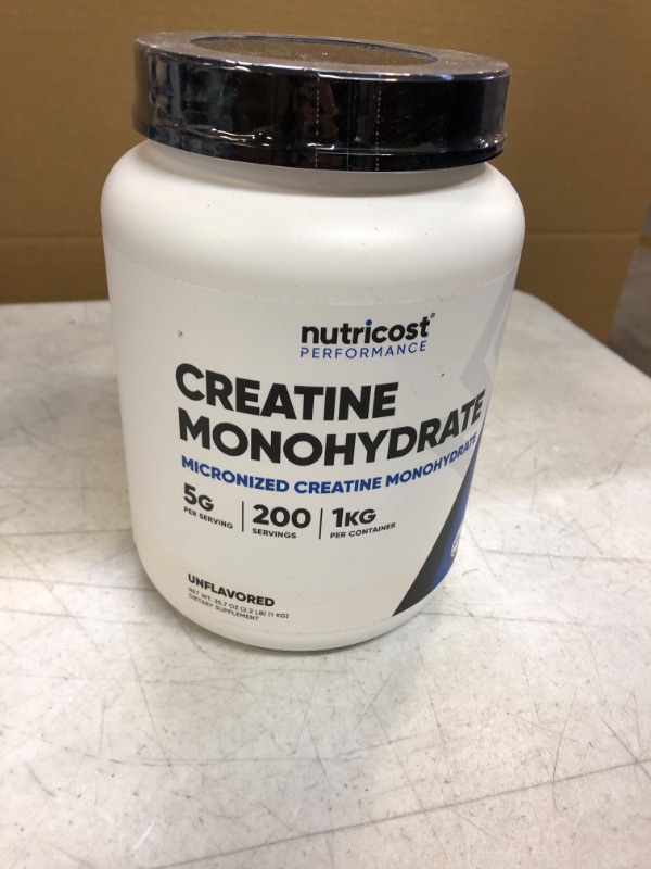 Photo 2 of exp date 07/2026--Nutricost Creatine Monohydrate Micronized Powder (1 KG) - Pure Creatine Monohydrate 2.2 Pound (Pack of 1)