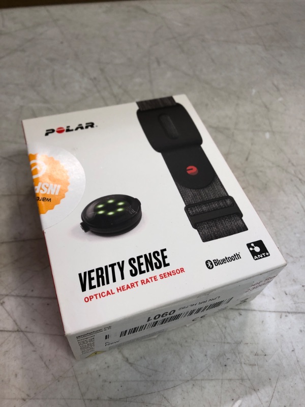 Photo 2 of Polar Verity Optical HRM Armband - ANT+/Bluetooth, Waterproof HR Sensor, Compatible with Peloton, Zwift - Gray***factory sealed