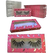 Photo 1 of  Rasfairy 50 Pack Empty Lash Packaging Cases, 50 Trays + 50 Boxes (Pink with Silver Foil 4.53 x 2.05 x 0.63 inches)