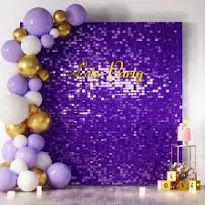 Photo 1 of 12Panels Square Sequin Shimmer Wall Backdrop Panels for Party Decorations – Best Party Decor for Wedding, Anniversary, Birthday, Engagement and Bachelorette Parties (Purple, 12)