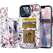 Photo 1 of Yiyahu for iPhone 13 Pro Max Wallet Case with Card Holders Cute, iPhone 13 Pro Max Flip Folio Cover, PU Leather Kickstand Shockproof Phone Case for iPhone 13 Pro Max 6.7''(2021), Grey Flower