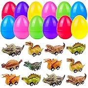 Photo 1 of Cherislpy 12 Pack Easter Eggs with Dinosaur Pull Back Cars Holiday Party Favors for Kids Boys Toddlers Easter Basket Stuffers,Easter Egg Hunt