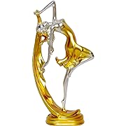 Photo 1 of Ballet Dancing Girl Statue Bailarina Dancer Sculpture Resin Art Figurine Home Decoration for Living Room Bedroom Book Shelf TV Bar Cabinet Decor Desk Table Top Centerpieces Ornaments (Gold - Small)