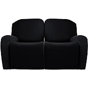 Photo 1 of Jin Le 6 Pieces Recliner Cover Stretch Recliner Chair Cover 2 Seater Recliner Couch Covers Sofa Covers Stretch Soft Furniture Protector with Elastic Bottom and Ties for Kids Pet(Loveseat, Black)