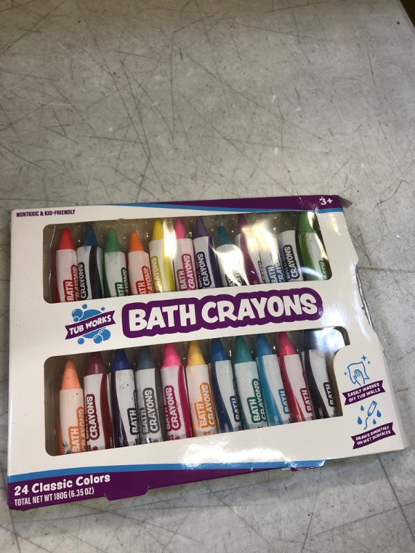 Photo 2 of Tub Works 24 Pack of Nontoxic, Washable, Hexagonally Grip Bath Crayons for Toddlers and Kids, Vividly Draws on Wet and Dry Tub Walls, Easy to Clean