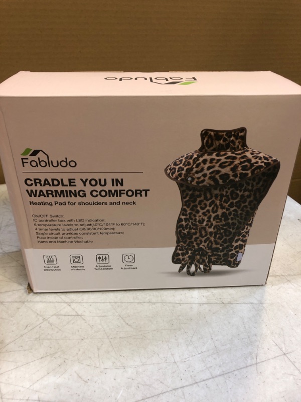 Photo 2 of Fabludo Large Heating Pad for Back Pain Relief, Electric Heating Pad for Neck and Shoulders, Portable & Safe, Fast-Heating, Auto Shut Off, Gifts for Women (Leopard)