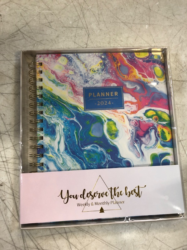 Photo 2 of 2024 Planner - Weekly & Monthly Planner 2024 with Hardcover, Jan. 2024 - Dec. 2024, 8" x 10" 2024 Planner Spiral Bound with 12 Monthly Tabs, Back Pocket, Ruler, Thick Paper, 15 Note Pages