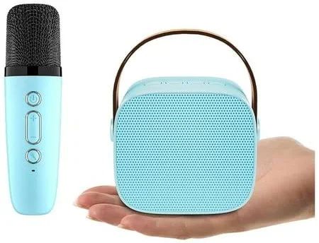 Photo 1 of M42 - Bluetooth Speaker with Microphone - Karaoke Machine with Wireless Microphone - Portable Karaoke Soundbar for Kids and Adults (Blue)