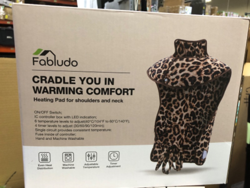 Photo 2 of Fabludo Large Heating Pad for Back Pain Relief, Electric Heating Pad for Neck and Shoulders, Portable & Safe, Fast-Heating, Auto Shut Off, Gifts for Women (Leopard)