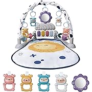 Photo 1 of Baby Play Gym Mat, Baby Gym Activity Center, Kick and Play Piano with Music and Light, Tummy Time Toys for Newborn Babies Infants Boys Girls 0-3-6-9-12 Months