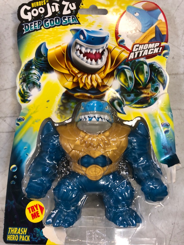 Photo 2 of Heroes of Goo Jit Zu Deep Goo Sea Thrash Hero Pack. Super Squishy, Goo Filled Toy. with Chomp Attack Feature. Stretch Him 3 Times His Size!