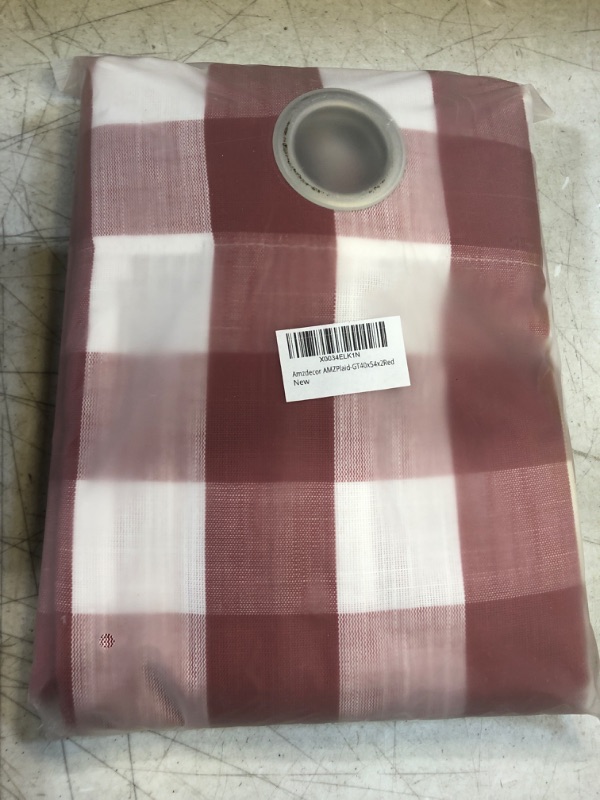 Photo 2 of Amzdecor Buffalo Plaid Grommet Curtains 84 Inch Length, Light Filtering Check Textured Sheer Curtains Drapery for Living Room Bedroom,2 Panels ?40" x54", Red & White? 40''x54'' Red