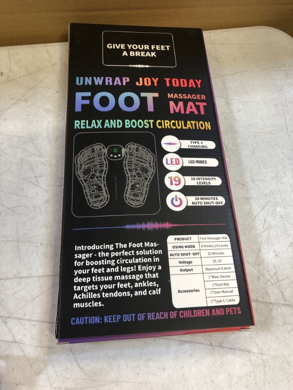 Photo 1 of EMS Foot Massager Mat for Neuropathy-Foot Stimulator Massager for Improved Circulation and Pain Plantar Fasciitis Relief, Muscle Relaxation, Foldable Legs & Feet Massager Pad with 8 Modes, 19 Levels