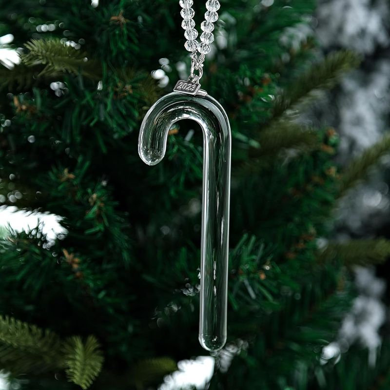 Photo 1 of  Annual Crystal Candy Cane Christmas Decorations - Christmas Tree Ornaments Pendant Crystal Sun Catcher Home Hanging Decor Christmas Cane Crystal Walking Stick
