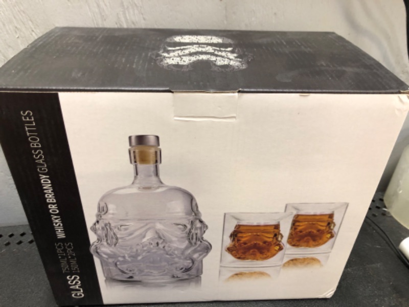 Photo 1 of Whiskey Decanter Set Transparent Creative with 2 150ml Glasses, Whiskey Carafe for Brandy,Scotch,Vodka,Gifts for Dad,Husband,Boyfriend 1 Decanter + 2 Glasses