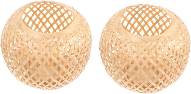 Photo 1 of 2pcs Bamboo Woven Lampshade Weave Light Shade Kitchen Led Lights under Cabinet Wicker Pendant Shade Wicker Lampshade Hanging Lamp Shade Lamp Shade...