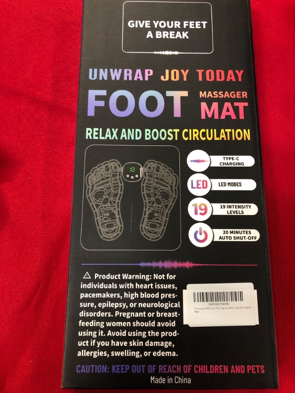 Photo 2 of Foot Massager Mat for Neuropathy - Foot Massager for Pain Plantar Relief, Improve Circulation, Muscle Relaxation, Portable & Rechargeable Feet Massager Pad with 8 Modes &19 Levels