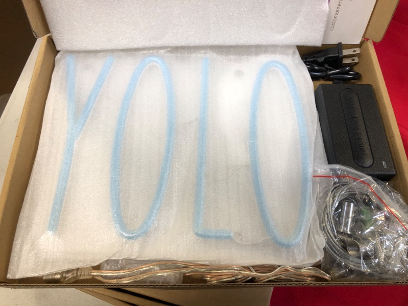 Photo 2 of Neon Signs for Wall Decor | LED Sign | Neon Lights Signs | LED Signs for Bedroom Wall | "YOLO" (Aqua Neon Sign)