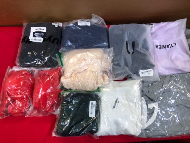 Photo 1 of BOX LOT OF MISC CLOTHES (SIZES VARIES)