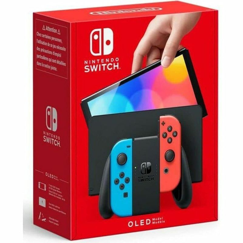 Photo 1 of Nintendo Switch | OLED Model | w/ Neon Red & Neon Blue Joy-Con