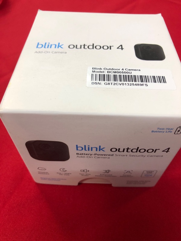 Photo 2 of All-New Blink Outdoor 4 (4th Gen) – Wire-free HD smart security camera, two-year battery life, enhanced motion detection, Works with Alexa – Add-on camera (Sync Module required) Add-On Camera Outdoor 4