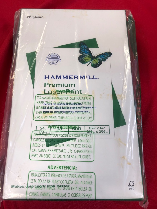 Photo 2 of Hammermill Laser Print Paper,24 lb.,98 GE, 8-1/2"X14", 500 Sht/RM, WE (104612)