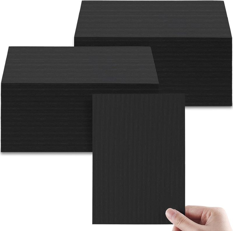 Photo 1 of 200 Sheets Linen Cardstock 5 x 7 Invitation Cardstock Heavy Weight Printer Paper Cardstock 92lb 250GSM Card Stock for Printer Index Cards Cover Postcards Blank Flash Note Greeting (Black)