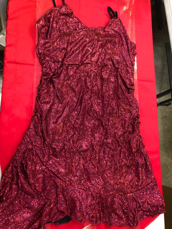 Photo 2 of Women's Sexy Sequin Dress Wrap V-Neck Ruffle Bodycon Spaghetti Straps Cocktail Party Night Mini Dress 3X