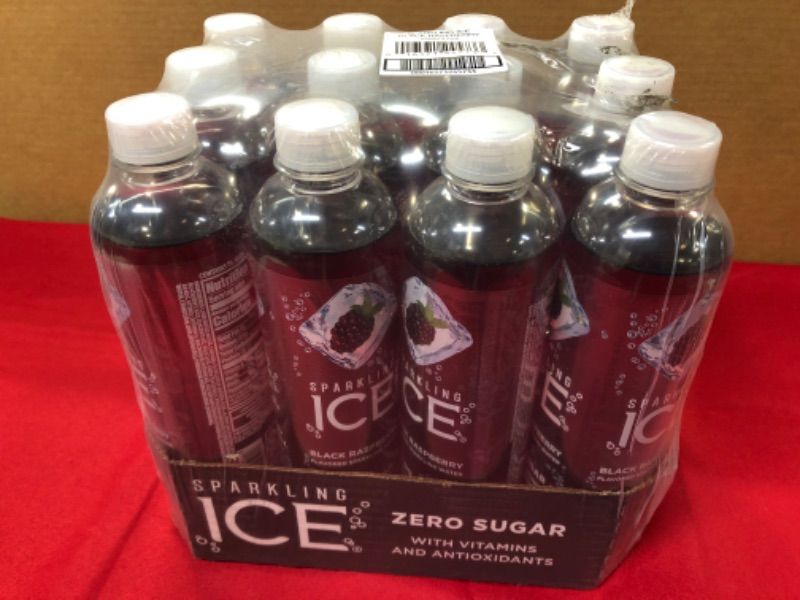 Photo 2 of 12pcs-exp date 07/2024---Sparkling ICE, Black Raspberry Sparkling Water, Zero Sugar Flavored Water, with Vitamins and Antioxidants, Low Calorie Beverage, 17 fl oz Bottles 