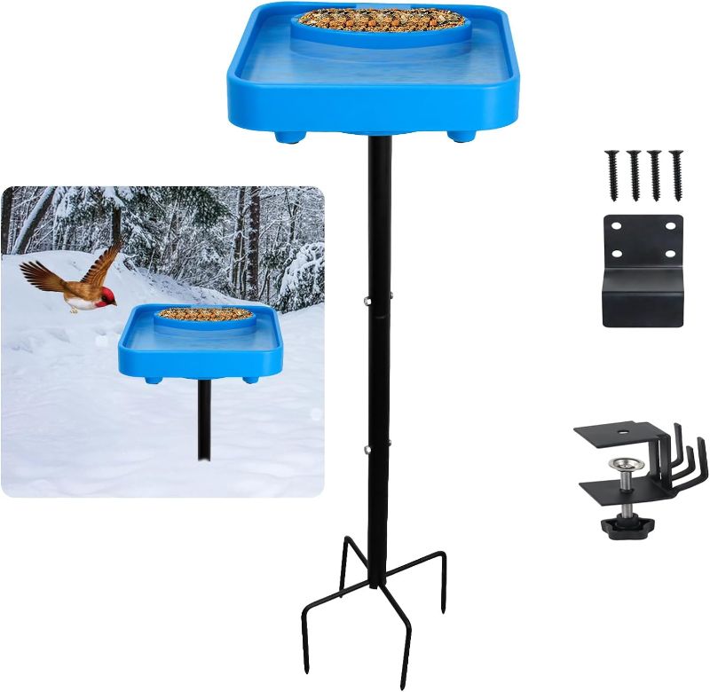 Photo 1 of 1pc---KYWYOYOU Heated Bird Bath, Bird Baths for Outdoors and Winter, 75W Heated Bird Bath with Feeding and Heating Functions, Blue Dome to Attract Hummingbirds for Garden, Outdoors.