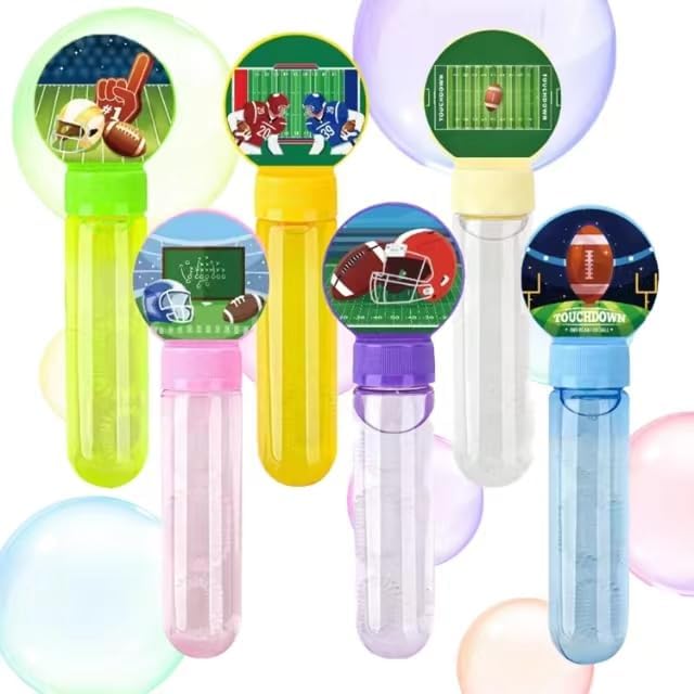 Photo 1 of 24Pcs Football Bubble Wands, Football Superbowl Birthday Party Favors Bubbles for Kids, Rugby Bubble Blowing Toys for Kids Adults, Cute Touchdown Bubble Maker for Birthday Football Game Indoor Outdoor
